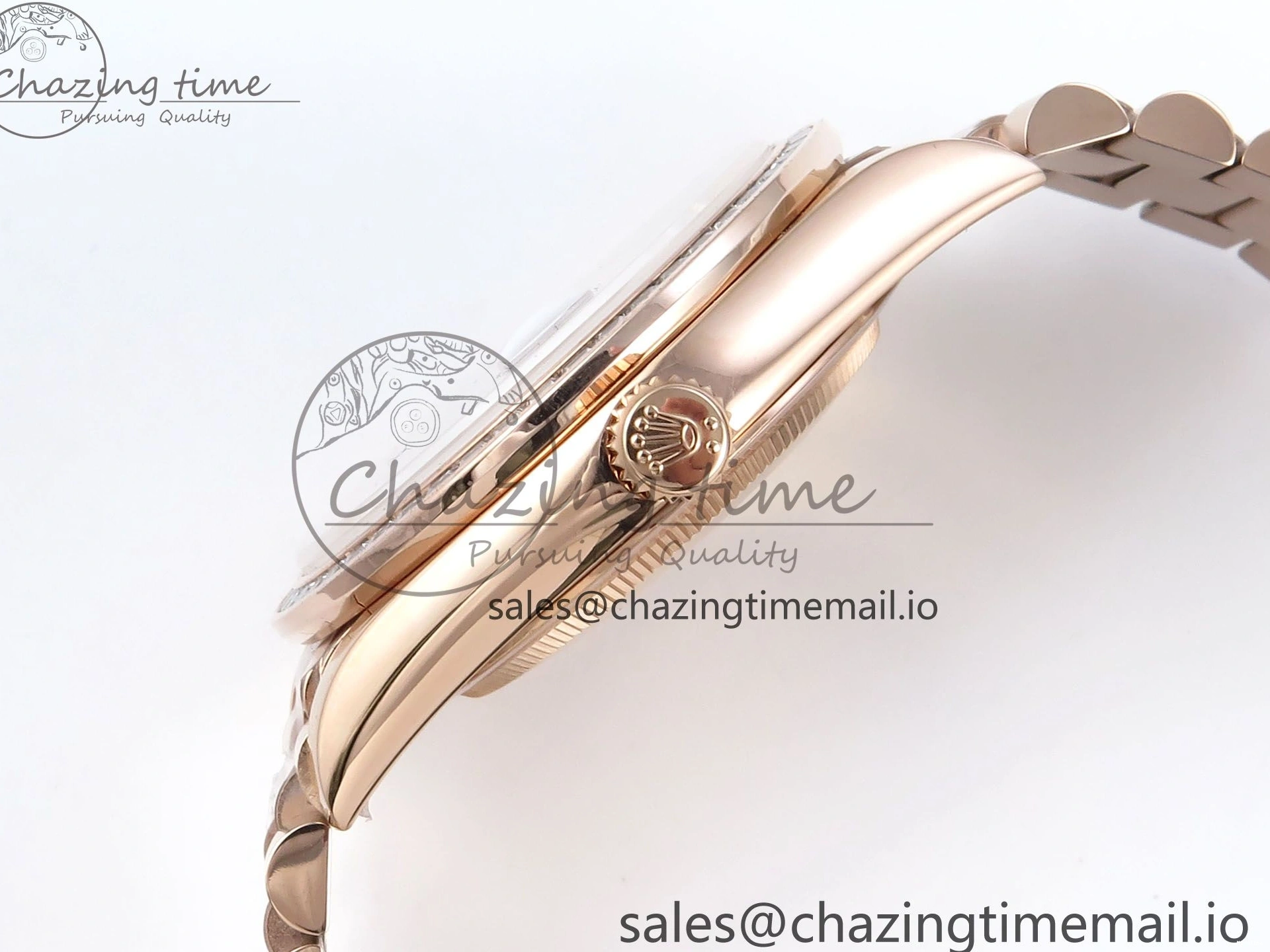 MiroTime 0521 Lightweight DayDate 40 RG QF 1:1 Best Edition Brown Roman Dial Diamonds Bezel on President Bracelet A2836 V5 (Gain Weight) 475